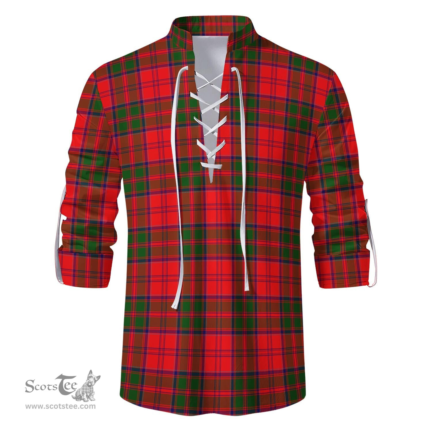 ScotsTee Shop Scottish Heron Clan Tartan Mens Scottish Jacobite Ghillie Casual Shirt