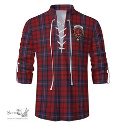 ScotsTee Shop Scottish Kelly of Sleat Red Clan Crest Tartan Mens Scottish Jacobite Ghillie Casual Shirt