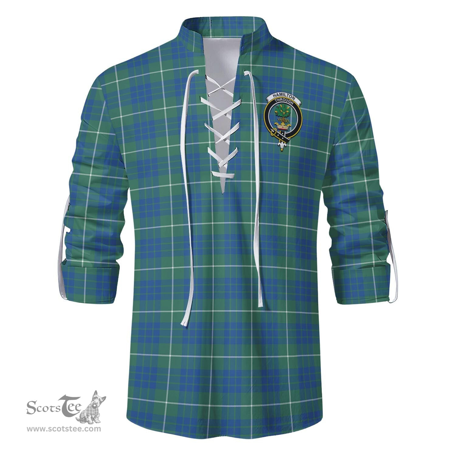 ScotsTee Shop Scottish Hamilton Hunting Ancient Clan Crest Tartan Mens Scottish Jacobite Ghillie Casual Shirt
