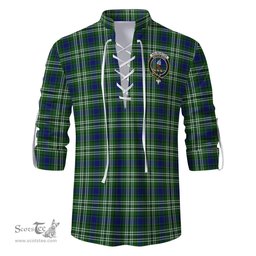 ScotsTee Shop Scottish Haliburton Clan Crest Tartan Mens Scottish Jacobite Ghillie Casual Shirt
