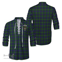 ScotsTee Shop Scottish Gordon Clan Crest Tartan Mens Scottish Jacobite Ghillie Casual Shirt