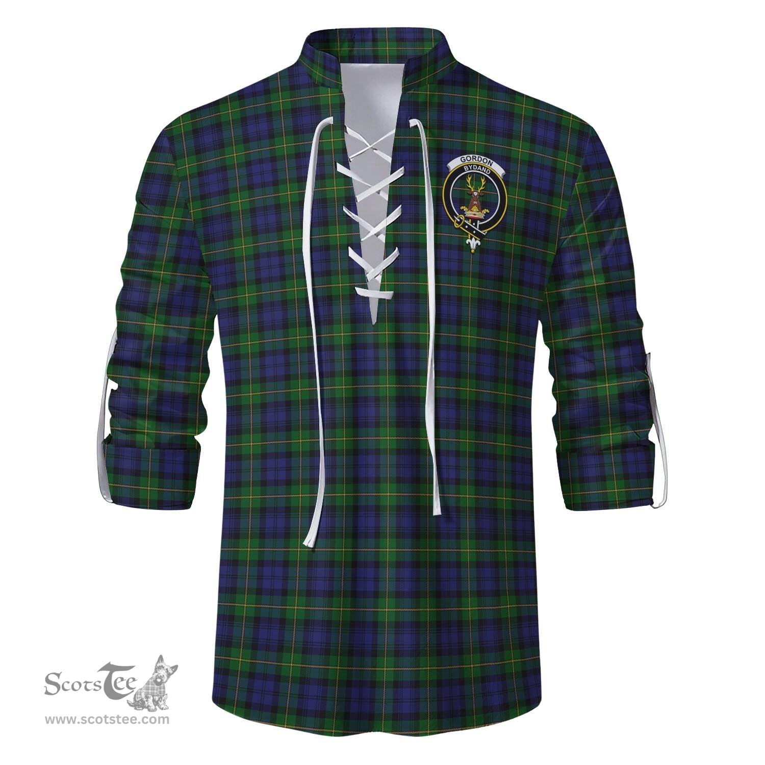 ScotsTee Shop Scottish Gordon Clan Crest Tartan Mens Scottish Jacobite Ghillie Casual Shirt