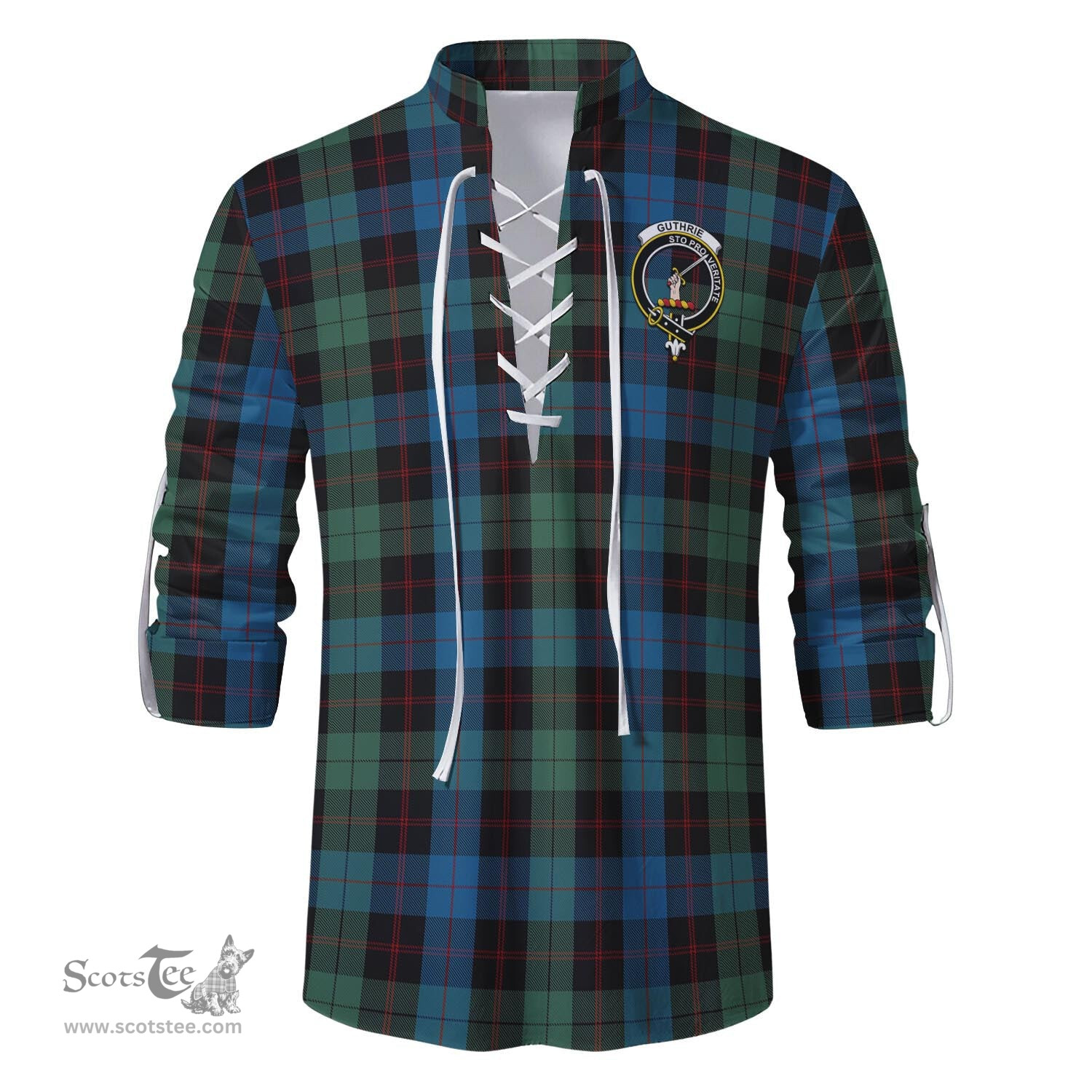 ScotsTee Shop Scottish Guthrie Clan Crest Tartan Mens Scottish Jacobite Ghillie Casual Shirt
