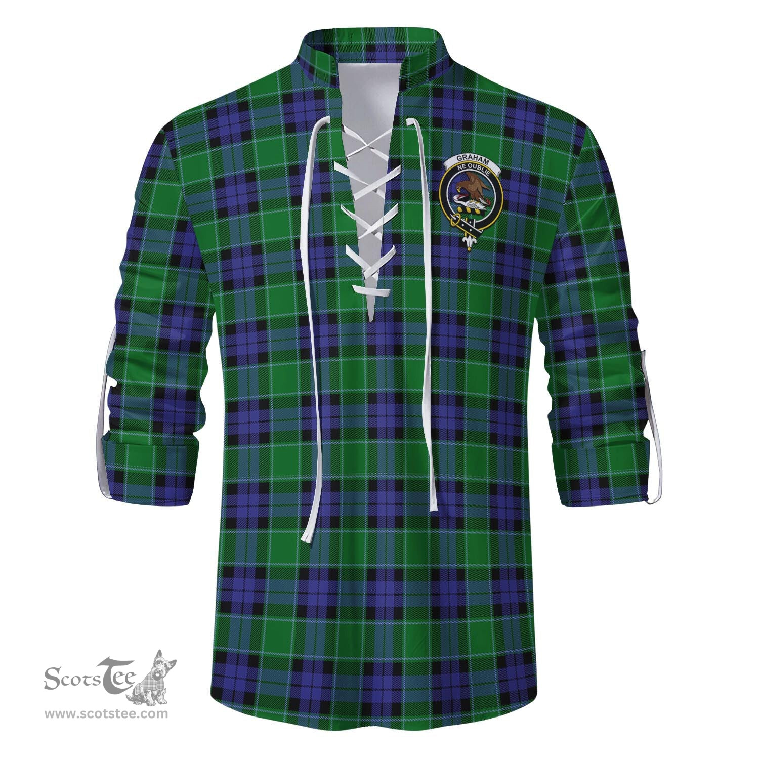 ScotsTee Shop Scottish Graham of Menteith Modern Clan Crest Tartan Mens Scottish Jacobite Ghillie Casual Shirt