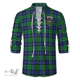 ScotsTee Shop Scottish Graham of Menteith Modern Clan Crest Tartan Mens Scottish Jacobite Ghillie Casual Shirt