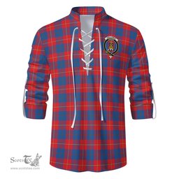ScotsTee Shop Scottish Galloway Red Clan Crest Tartan Mens Scottish Jacobite Ghillie Casual Shirt