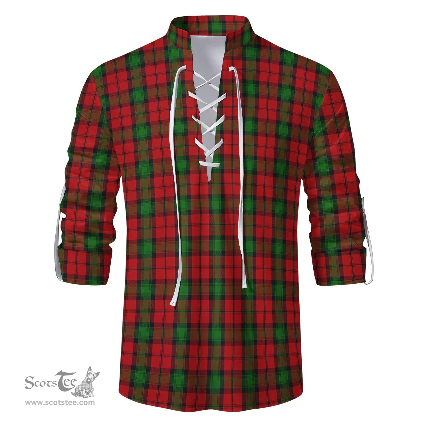 ScotsTee Shop Scottish Kerr Clan Tartan Mens Scottish Jacobite Ghillie Casual Shirt