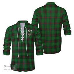 ScotsTee Shop Scottish Kinloch Clan Crest Tartan Mens Scottish Jacobite Ghillie Casual Shirt