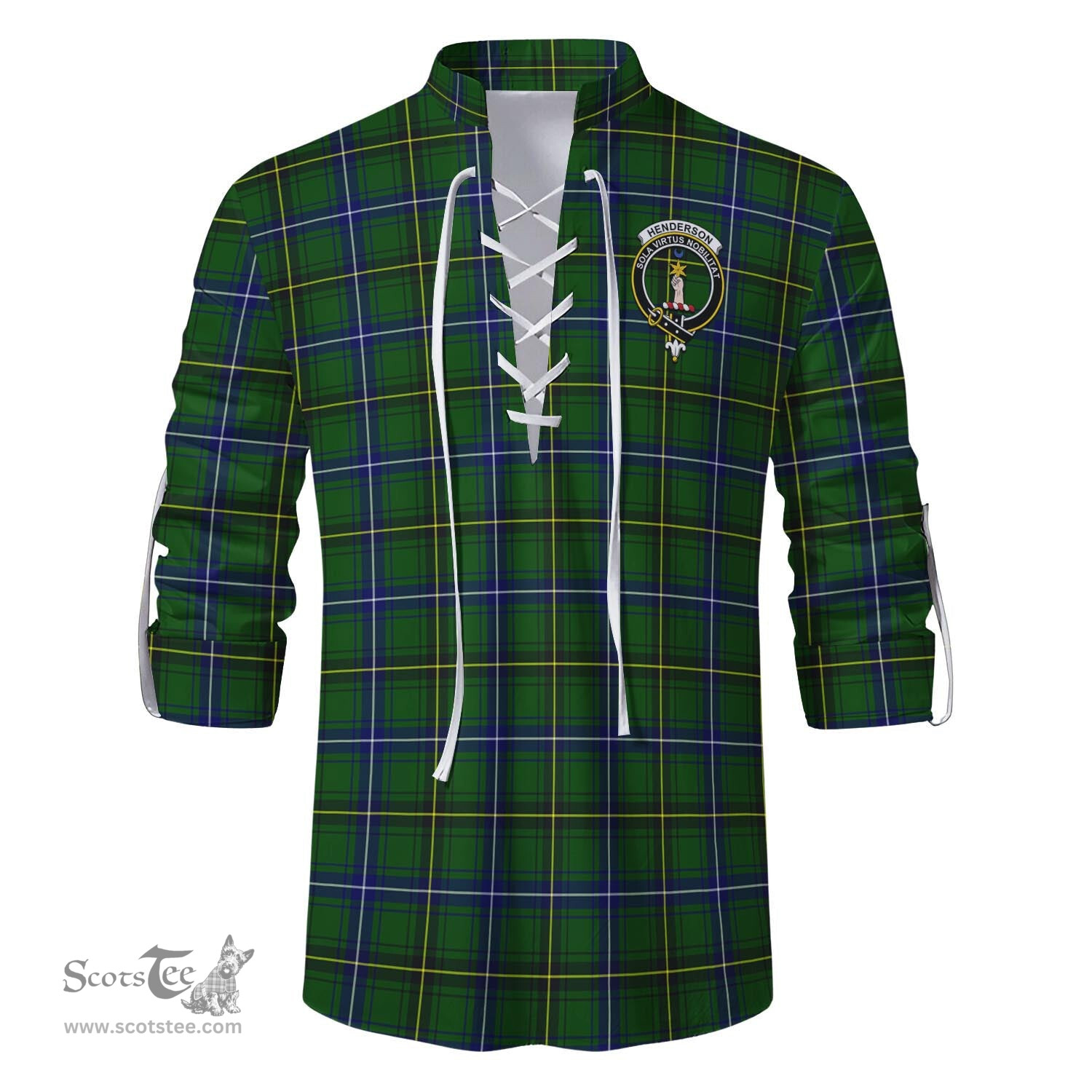 ScotsTee Shop Scottish Henderson Modern Clan Crest Tartan Mens Scottish Jacobite Ghillie Casual Shirt