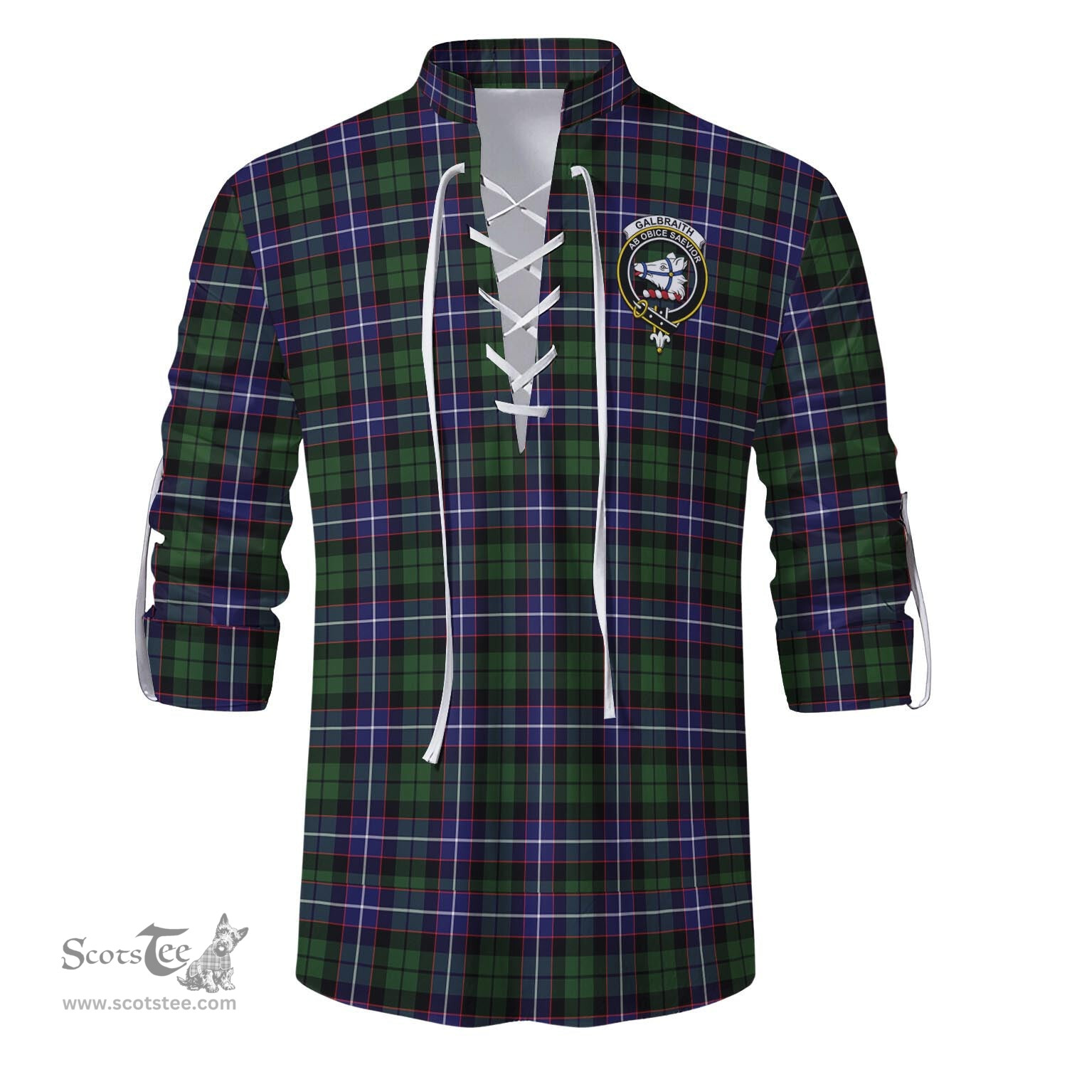 ScotsTee Shop Scottish Galbraith Modern Clan Crest Tartan Mens Scottish Jacobite Ghillie Casual Shirt