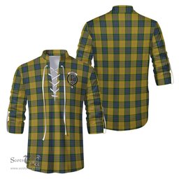 ScotsTee Shop Scottish Fraser Yellow Clan Crest Tartan Mens Scottish Jacobite Ghillie Casual Shirt