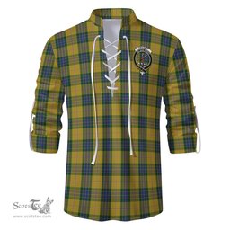 ScotsTee Shop Scottish Fraser Yellow Clan Crest Tartan Mens Scottish Jacobite Ghillie Casual Shirt