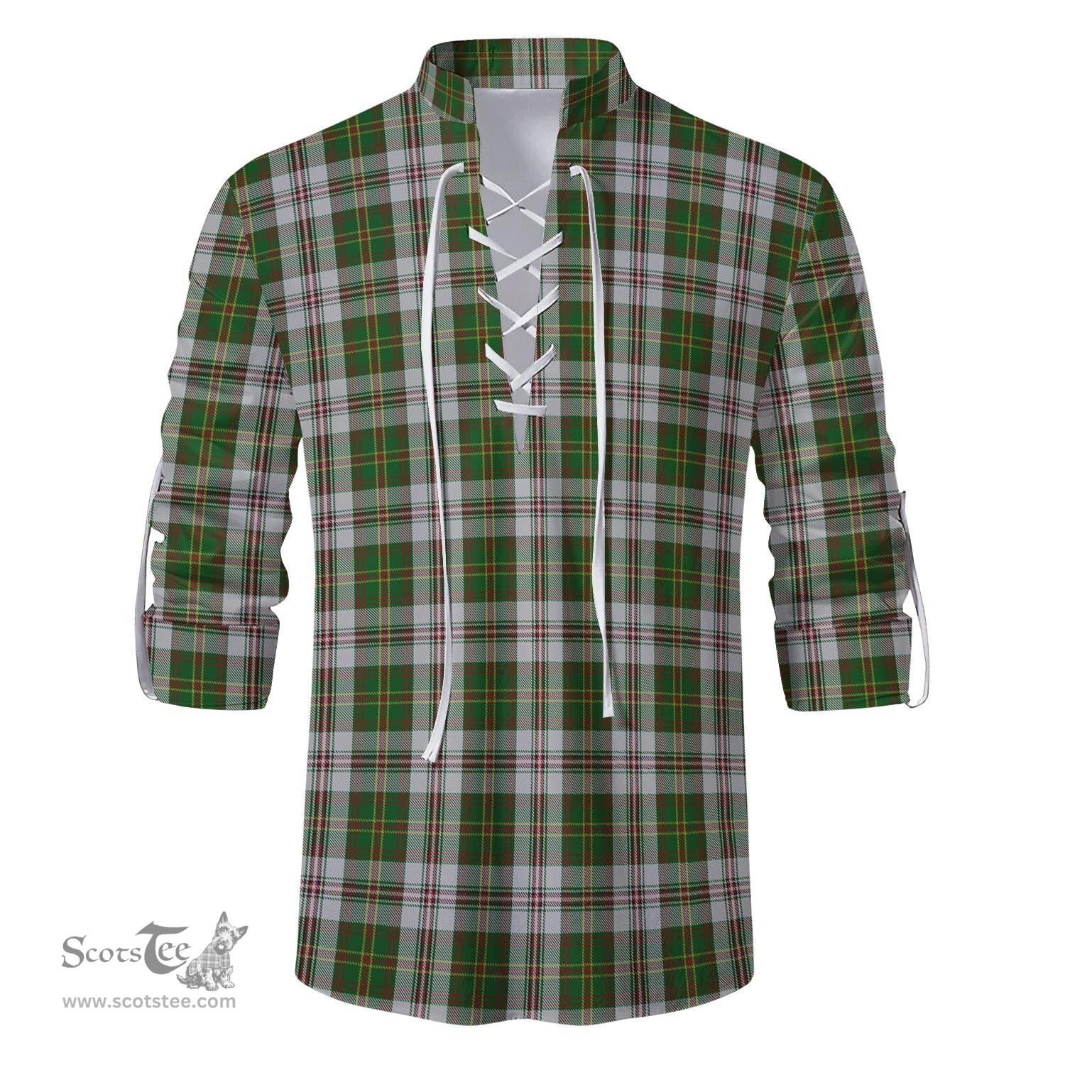 ScotsTee Shop Scottish Hay White Dress Clan Tartan Mens Scottish Jacobite Ghillie Casual Shirt