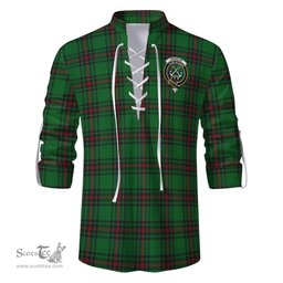 ScotsTee Shop Scottish Kinnear Clan Crest Tartan Mens Scottish Jacobite Ghillie Casual Shirt