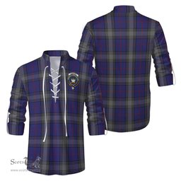ScotsTee Shop Scottish Kinnaird Clan Crest Tartan Mens Scottish Jacobite Ghillie Casual Shirt