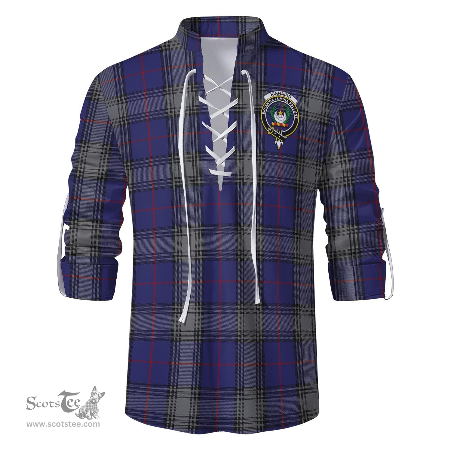 ScotsTee Shop Scottish Kinnaird Clan Crest Tartan Mens Scottish Jacobite Ghillie Casual Shirt