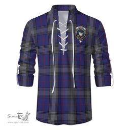 ScotsTee Shop Scottish Kinnaird Clan Crest Tartan Mens Scottish Jacobite Ghillie Casual Shirt