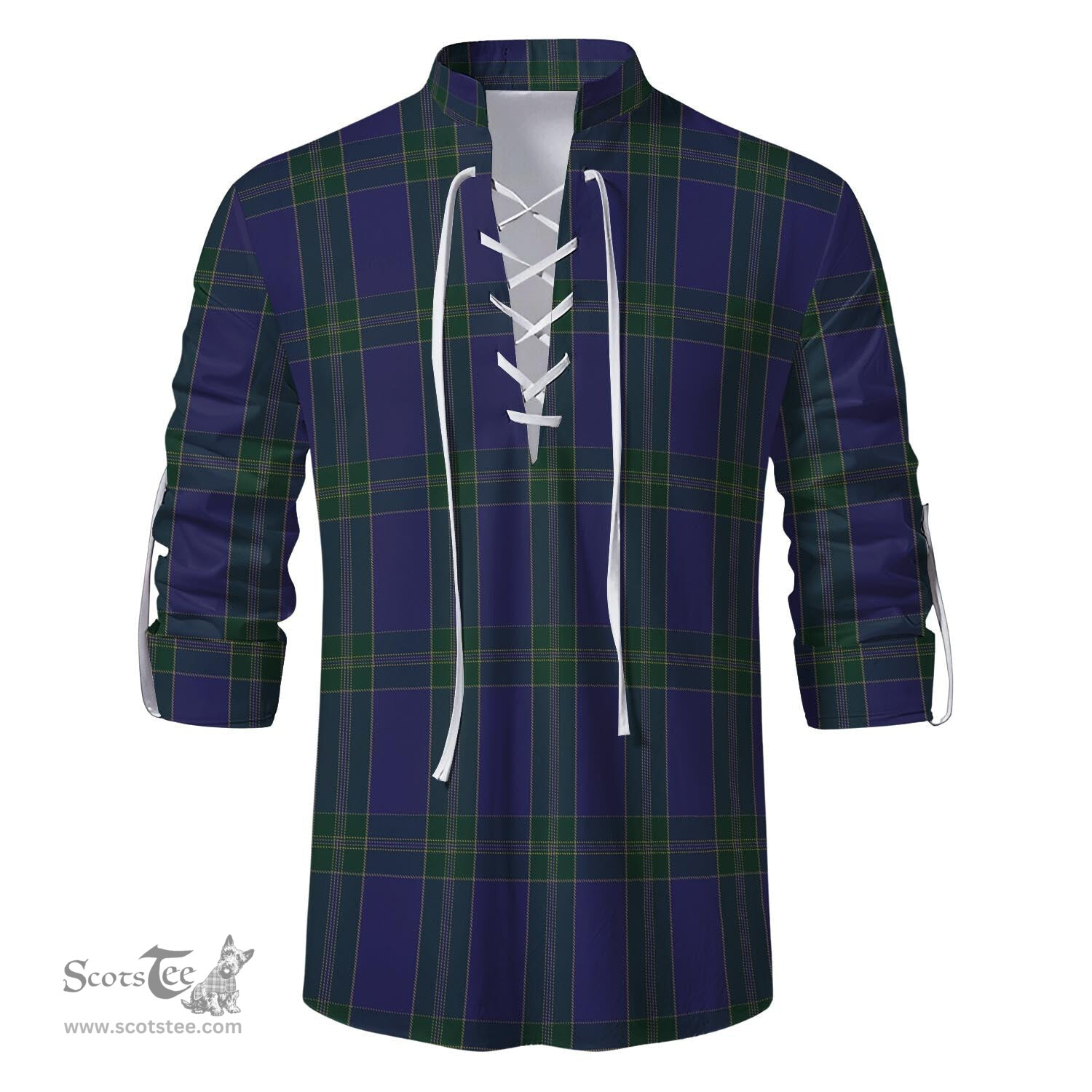 ScotsTee Shop Scottish Lewis of Wales Clan Tartan Mens Scottish Jacobite Ghillie Casual Shirt