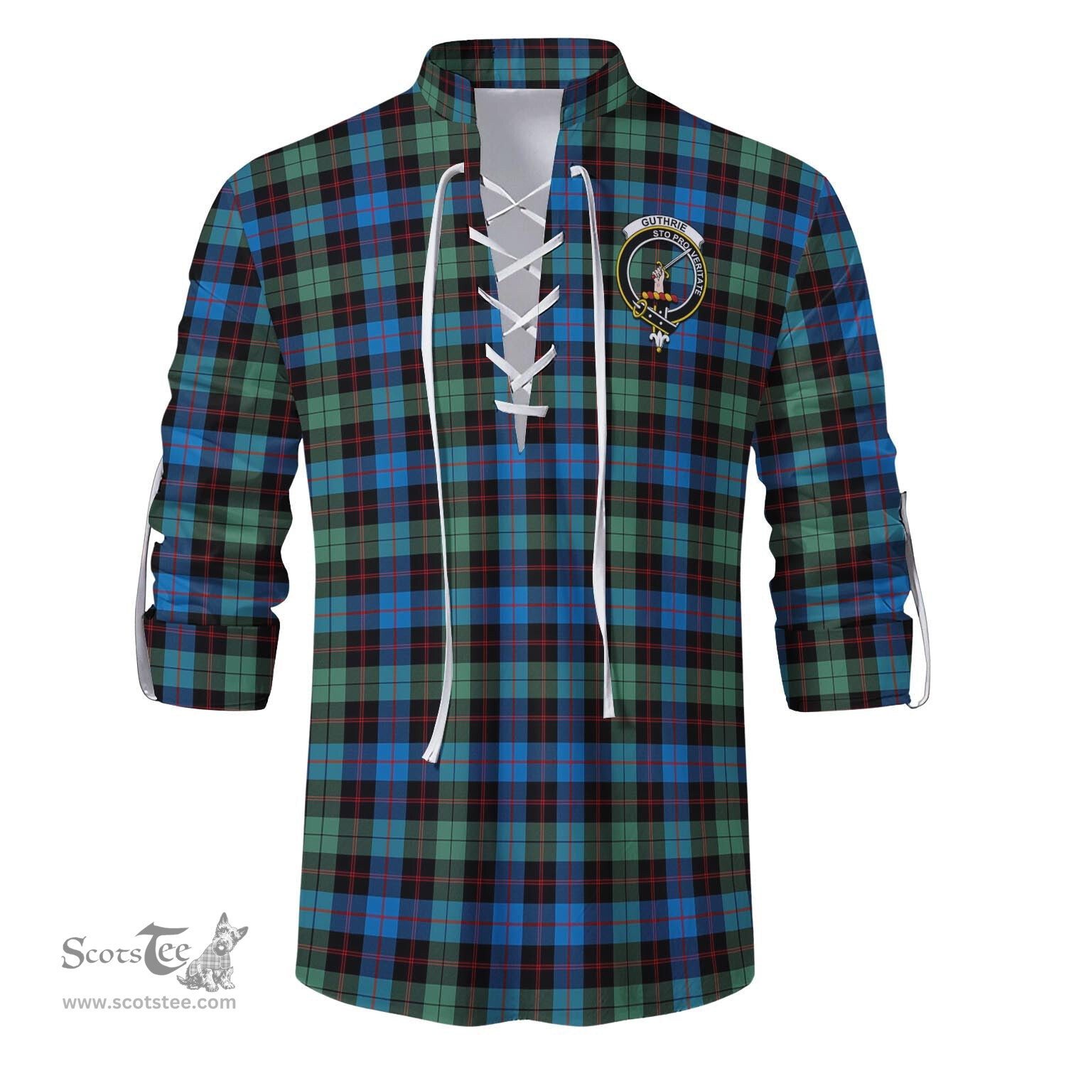 ScotsTee Shop Scottish Guthrie Ancient Clan Crest Tartan Mens Scottish Jacobite Ghillie Casual Shirt