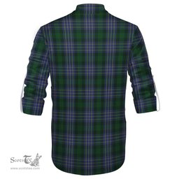 ScotsTee Shop Scottish Hughes Clan Tartan Mens Scottish Jacobite Ghillie Casual Shirt