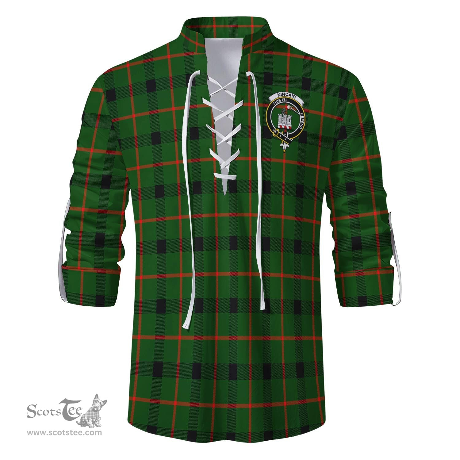 ScotsTee Shop Scottish Kincaid Modern Clan Crest Tartan Mens Scottish Jacobite Ghillie Casual Shirt