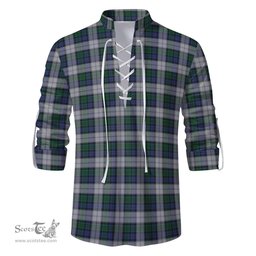ScotsTee Shop Scottish Graham Dress Clan Tartan Mens Scottish Jacobite Ghillie Casual Shirt