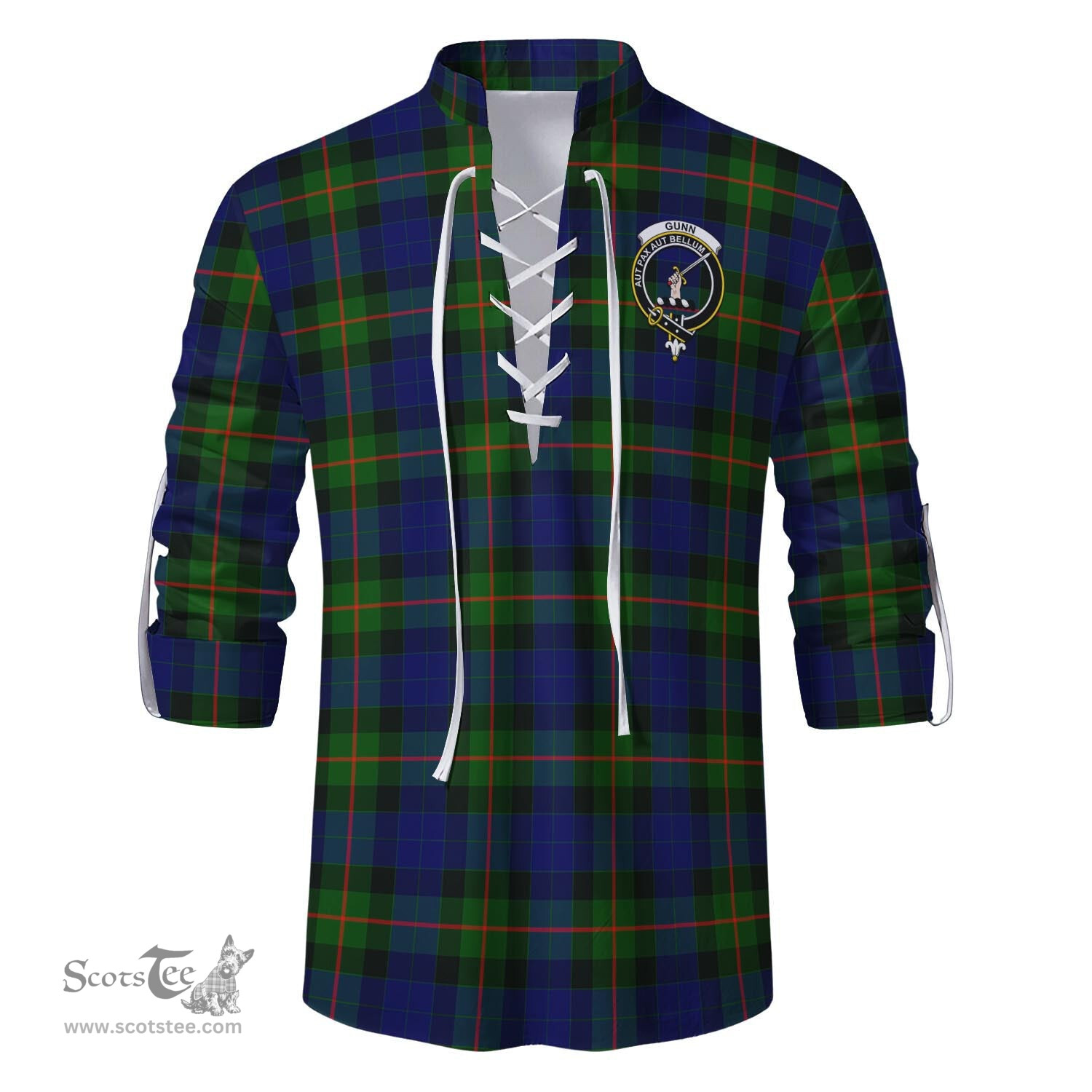ScotsTee Shop Scottish Gunn Modern Clan Crest Tartan Mens Scottish Jacobite Ghillie Casual Shirt