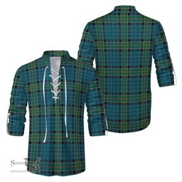 ScotsTee Shop Scottish Kirkpatrick Clan Tartan Mens Scottish Jacobite Ghillie Casual Shirt