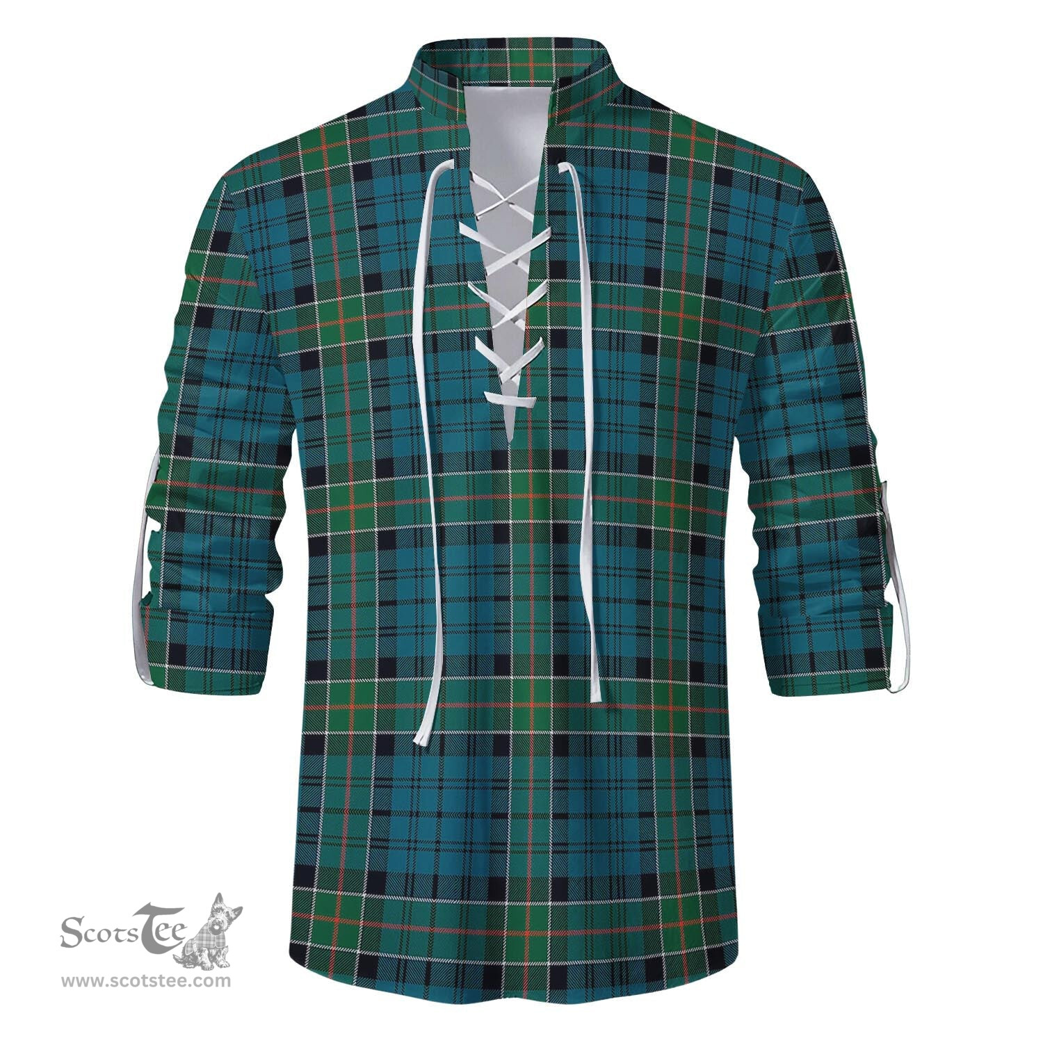 ScotsTee Shop Scottish Kirkpatrick Clan Tartan Mens Scottish Jacobite Ghillie Casual Shirt