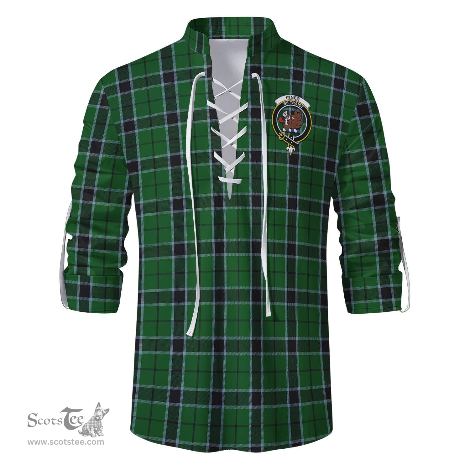 ScotsTee Shop Scottish Innes Hunting Clan Crest Tartan Mens Scottish Jacobite Ghillie Casual Shirt