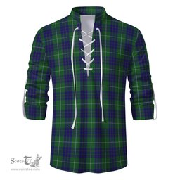 ScotsTee Shop Scottish Hamilton Green Hunting Clan Tartan Mens Scottish Jacobite Ghillie Casual Shirt