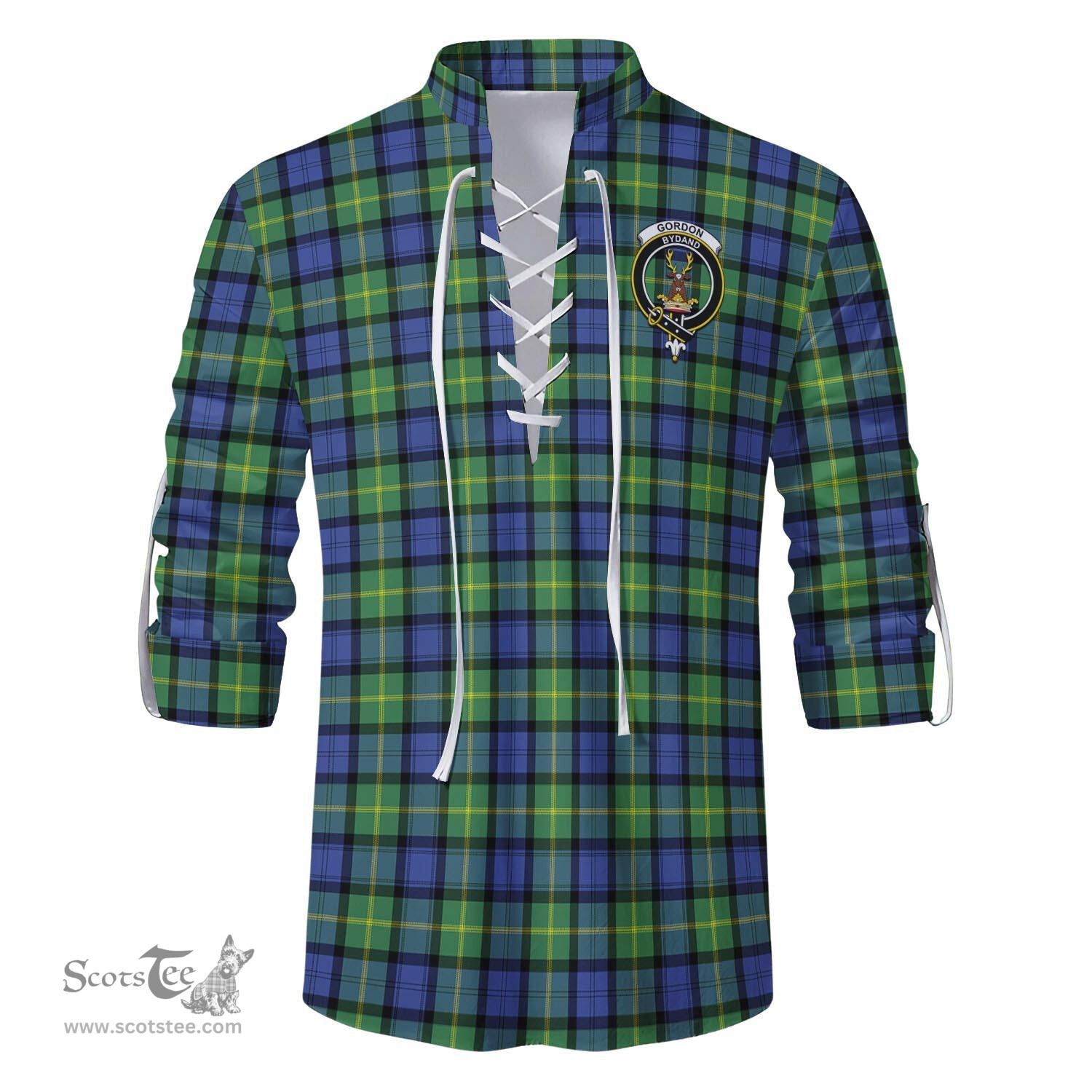 ScotsTee Shop Scottish Gordon Old Ancient Clan Crest Tartan Mens Scottish Jacobite Ghillie Casual Shirt