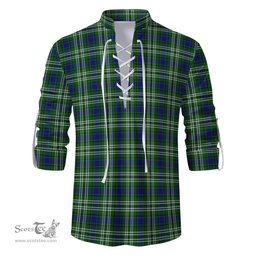 ScotsTee Shop Scottish Haliburton Clan Tartan Mens Scottish Jacobite Ghillie Casual Shirt