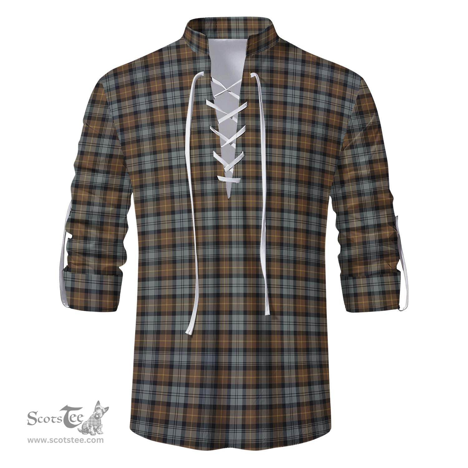 ScotsTee Shop Scottish Gordon Weathered Clan Tartan Mens Scottish Jacobite Ghillie Casual Shirt