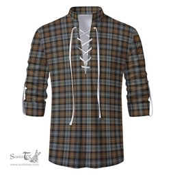 ScotsTee Shop Scottish Gordon Weathered Clan Tartan Mens Scottish Jacobite Ghillie Casual Shirt