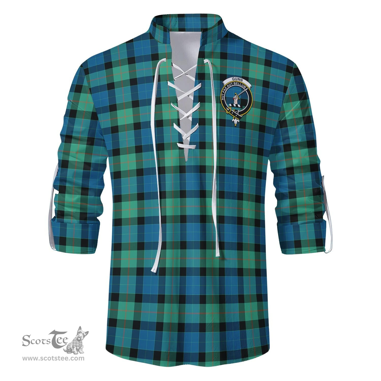 ScotsTee Shop Scottish Gunn Ancient Clan Crest Tartan Mens Scottish Jacobite Ghillie Casual Shirt