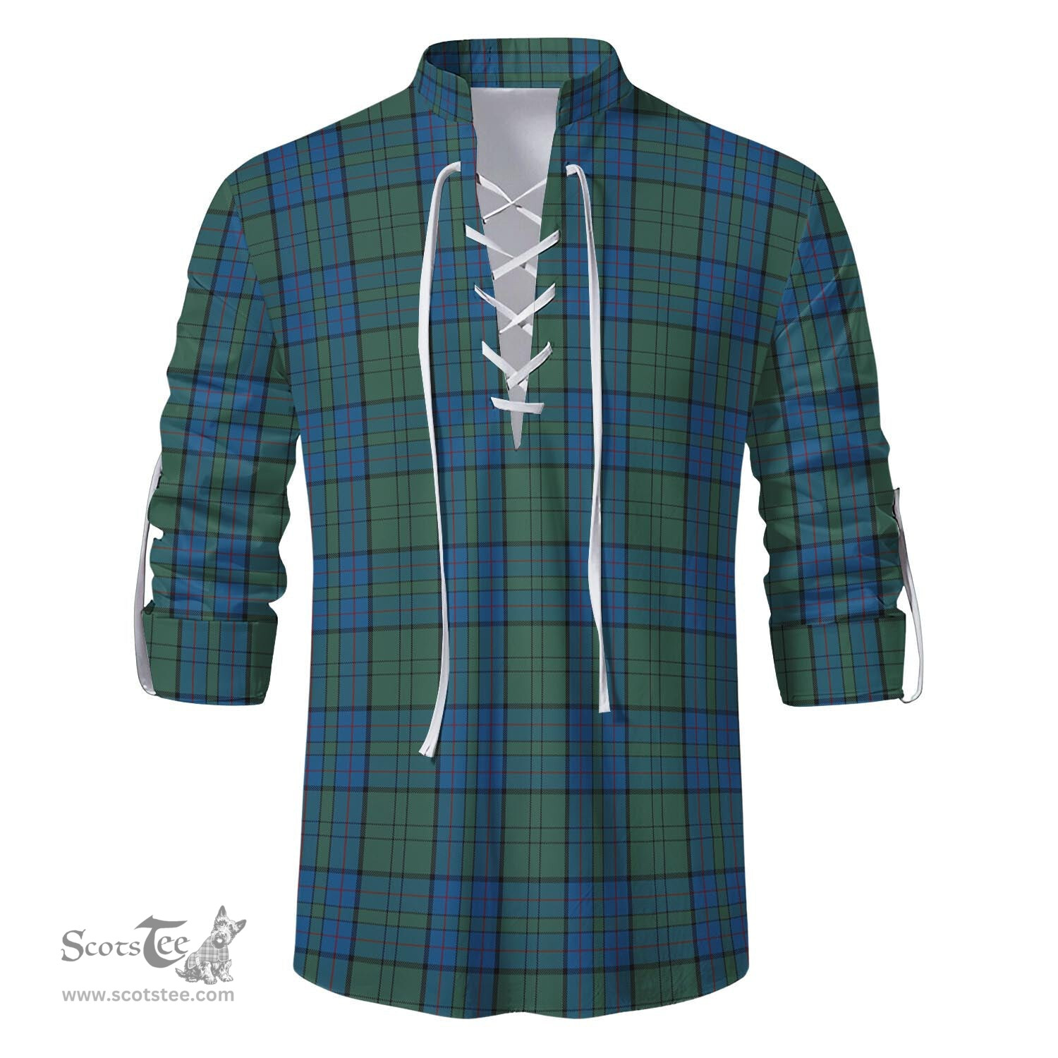 ScotsTee Shop Scottish Lockhart Clan Tartan Mens Scottish Jacobite Ghillie Casual Shirt