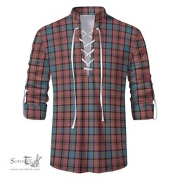 ScotsTee Shop Scottish Hannay Dress Clan Tartan Mens Scottish Jacobite Ghillie Casual Shirt