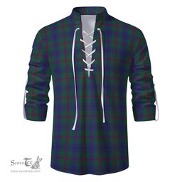 ScotsTee Shop Scottish Laurie Clan Tartan Mens Scottish Jacobite Ghillie Casual Shirt