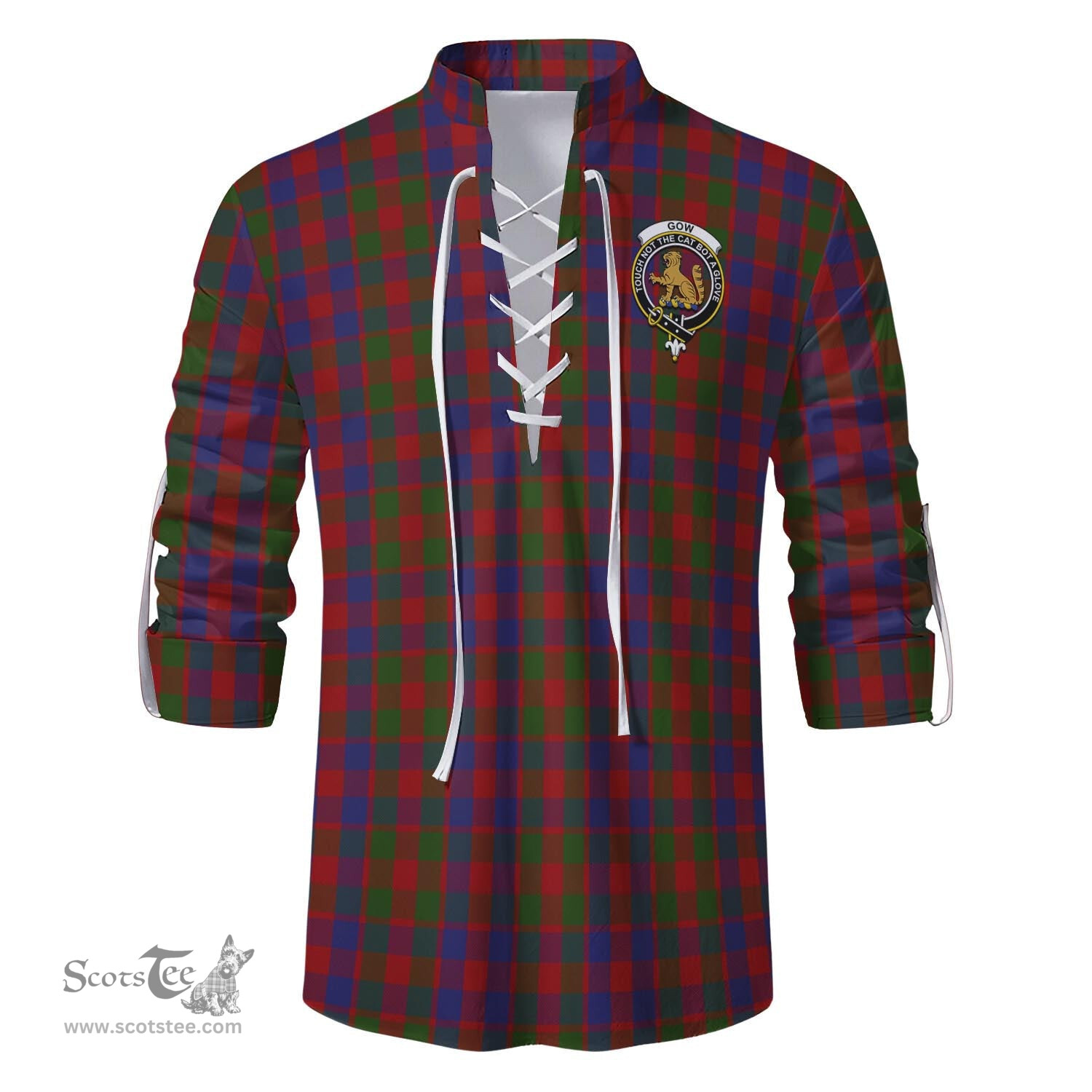ScotsTee Shop Scottish Gow Clan Crest Tartan Mens Scottish Jacobite Ghillie Casual Shirt