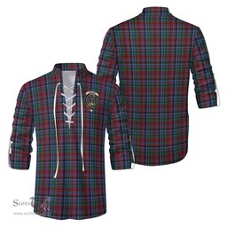 ScotsTee Shop Scottish Gordon Red Clan Crest Tartan Mens Scottish Jacobite Ghillie Casual Shirt