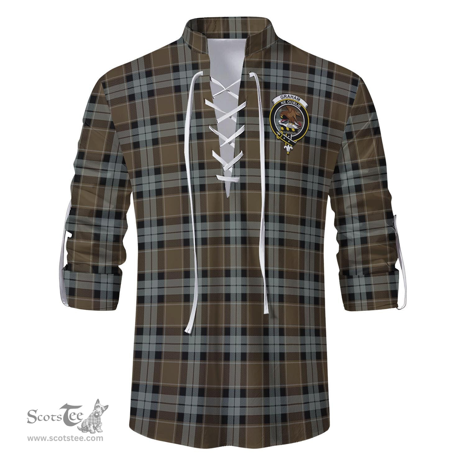 ScotsTee Shop Scottish Graham of Menteith Weathered Clan Crest Tartan Mens Scottish Jacobite Ghillie Casual Shirt