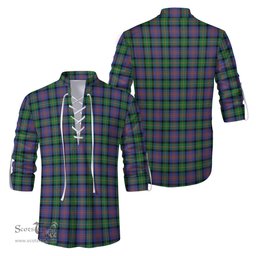 ScotsTee Shop Scottish Logan Ancient Clan Tartan Mens Scottish Jacobite Ghillie Casual Shirt