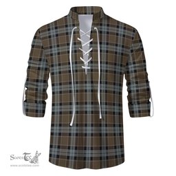ScotsTee Shop Scottish Graham of Menteith Weathered Clan Tartan Mens Scottish Jacobite Ghillie Casual Shirt