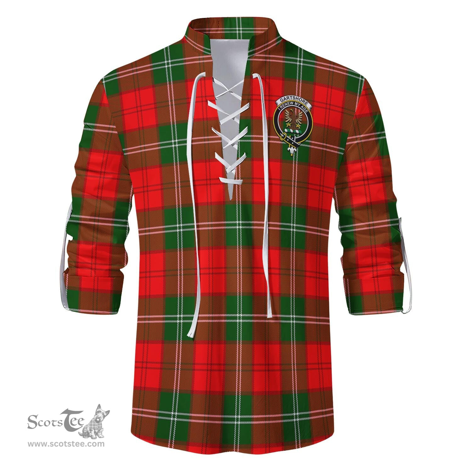 ScotsTee Shop Scottish Gartshore Clan Crest Tartan Mens Scottish Jacobite Ghillie Casual Shirt