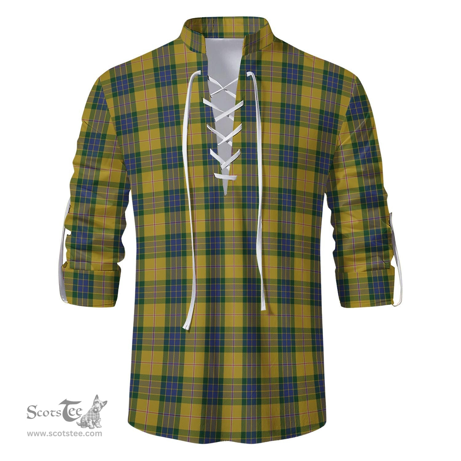 ScotsTee Shop Scottish Fraser Yellow Clan Tartan Mens Scottish Jacobite Ghillie Casual Shirt