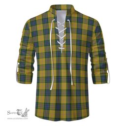 ScotsTee Shop Scottish Fraser Yellow Clan Tartan Mens Scottish Jacobite Ghillie Casual Shirt