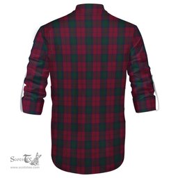 ScotsTee Shop Scottish Lindsay Clan Crest Tartan Mens Scottish Jacobite Ghillie Casual Shirt