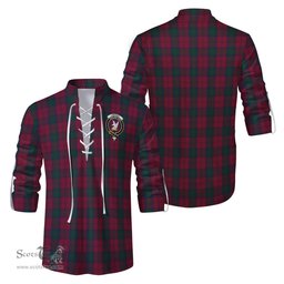 ScotsTee Shop Scottish Lindsay Clan Crest Tartan Mens Scottish Jacobite Ghillie Casual Shirt