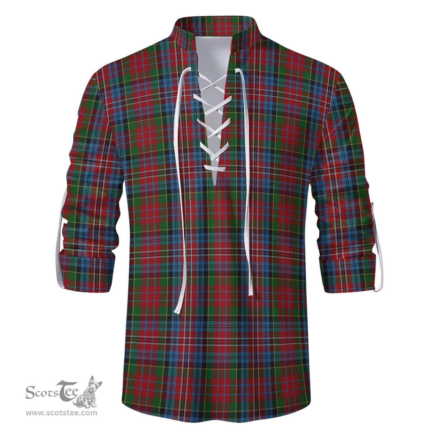 ScotsTee Shop Scottish Kidd Clan Tartan Mens Scottish Jacobite Ghillie Casual Shirt